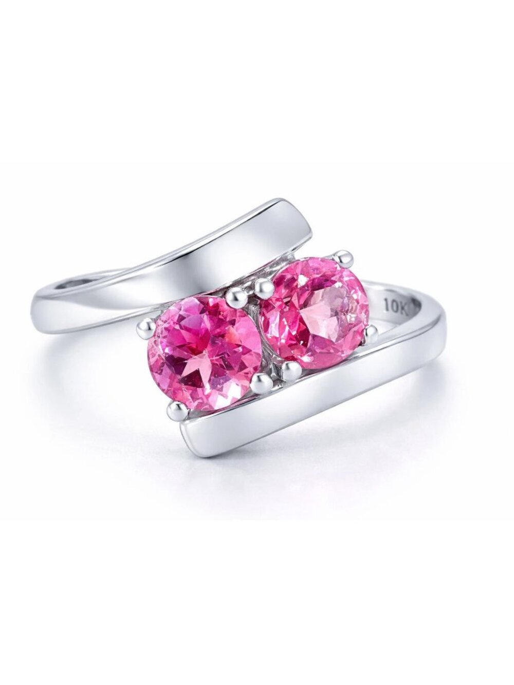 Genuine 1.78 Cts Pink Sapphire Ring 10k Solid White Gold